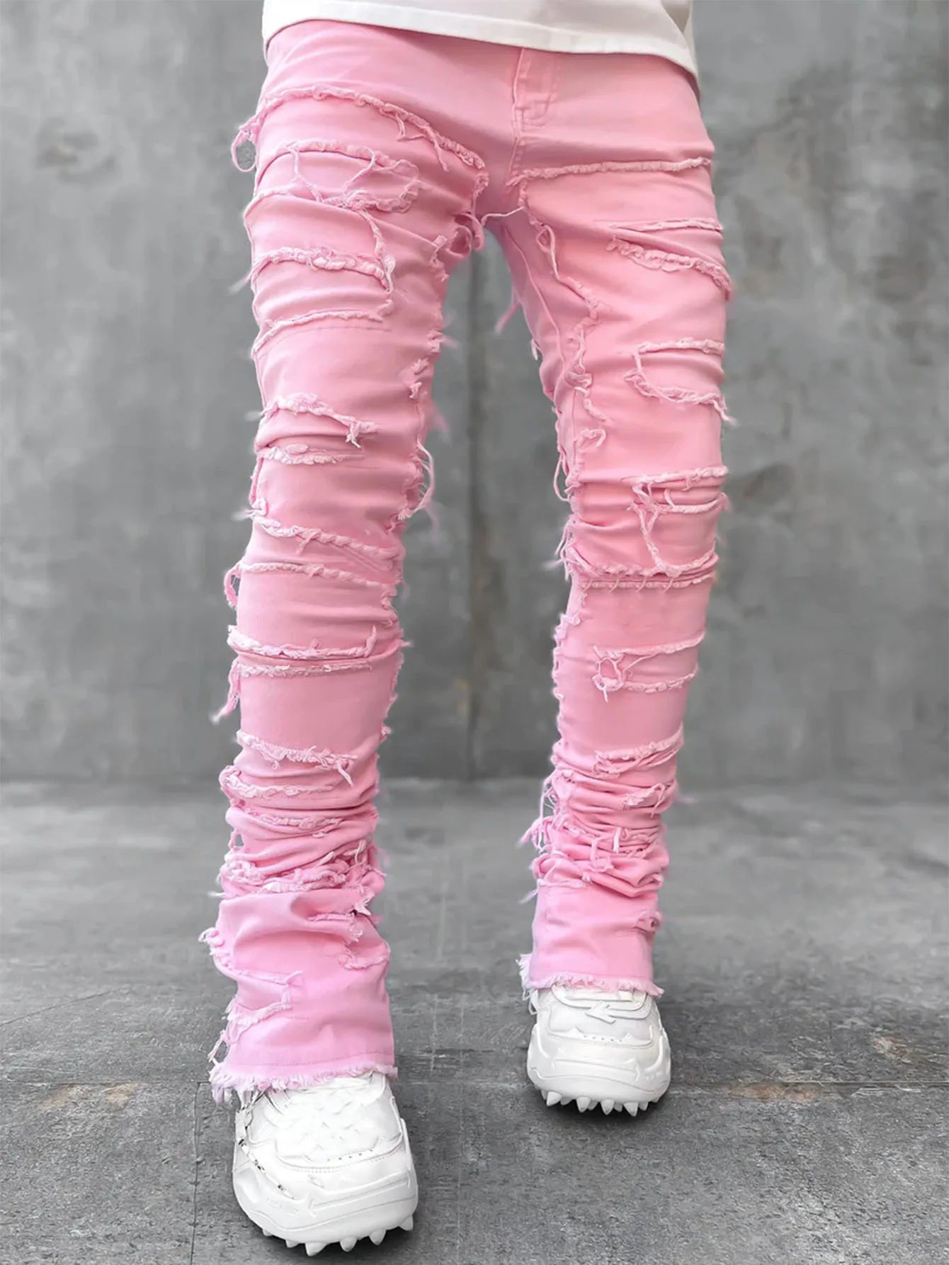 Ripped Stacked Streetwear Jeans