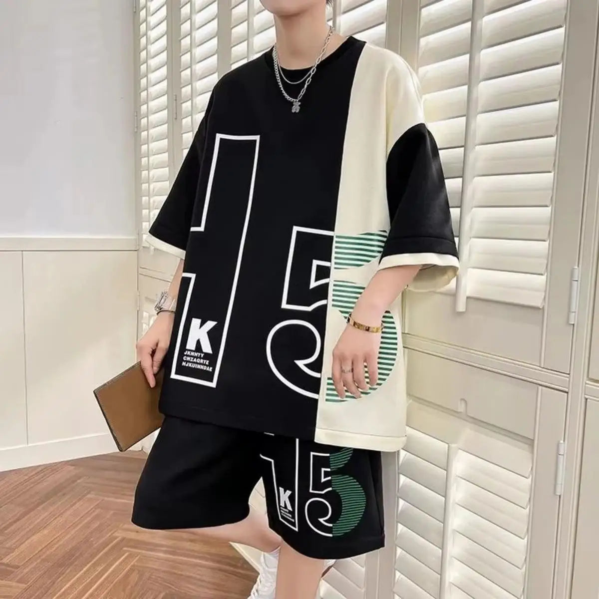 Letter Print T-Shirt & Shorts Set