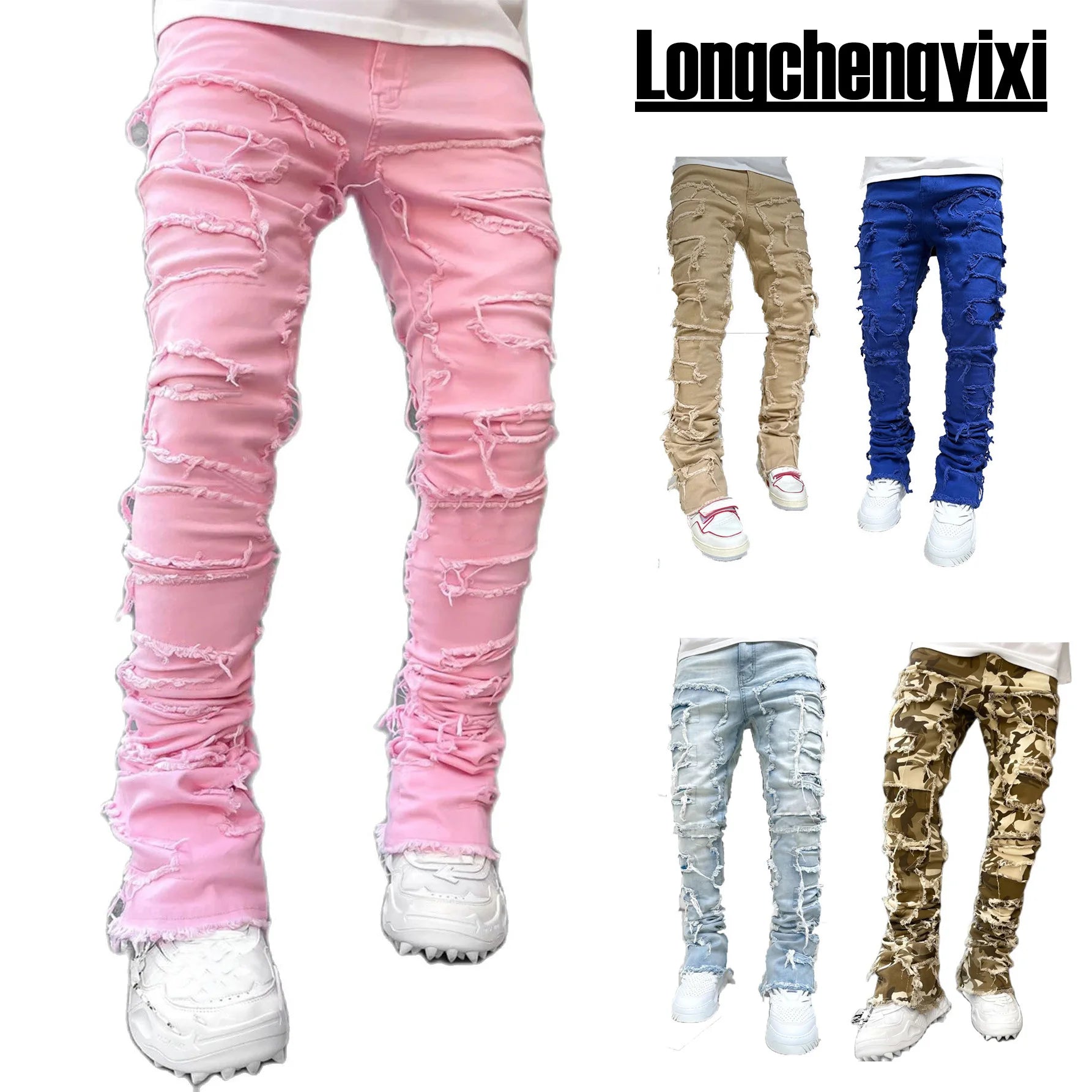 Ripped Stacked Streetwear Jeans
