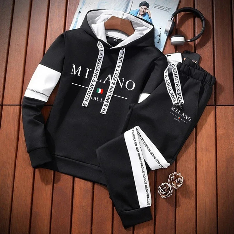 Print Hoodie Tracksuit Set