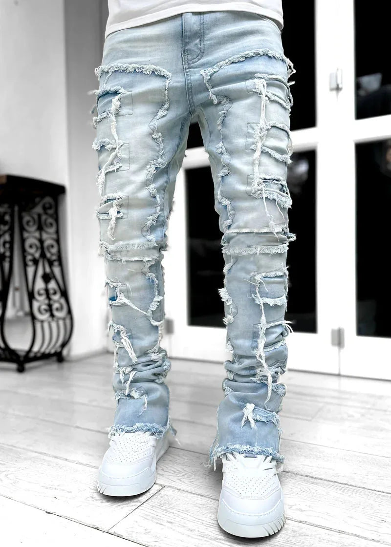 Ripped Stacked Streetwear Jeans