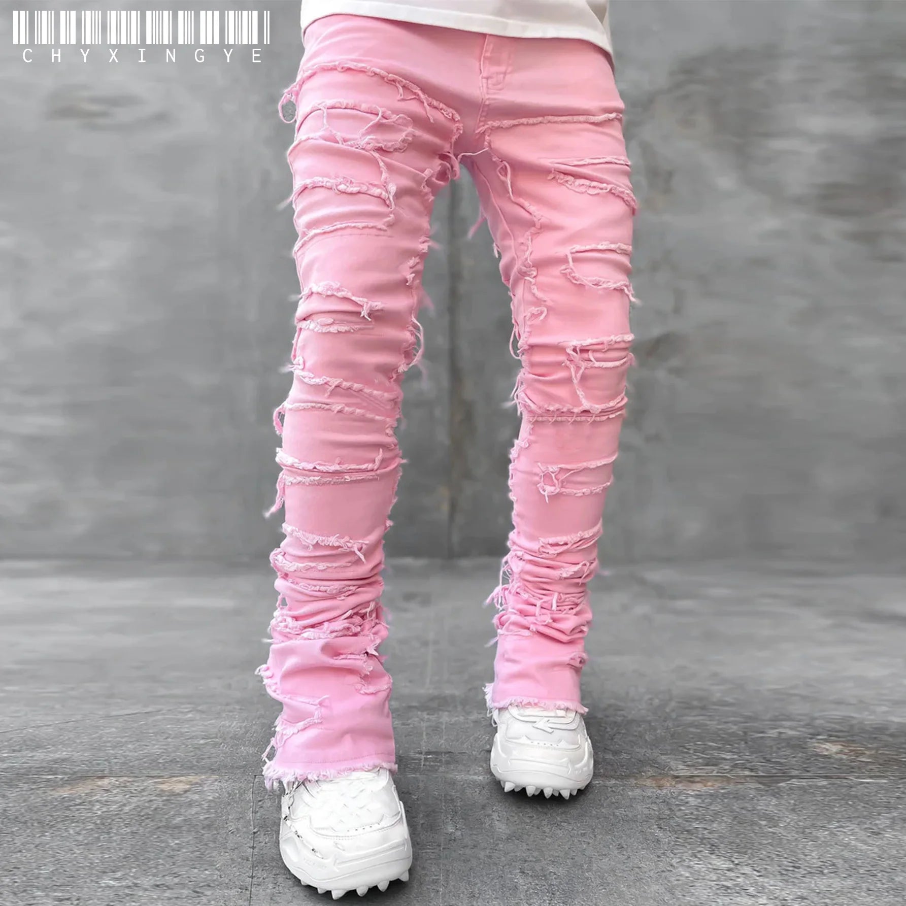 Ripped Stacked Streetwear Jeans