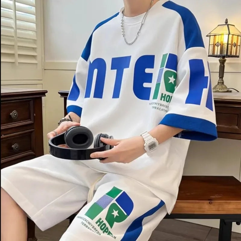 Korean Streetwear T-Shirt & Shorts Set