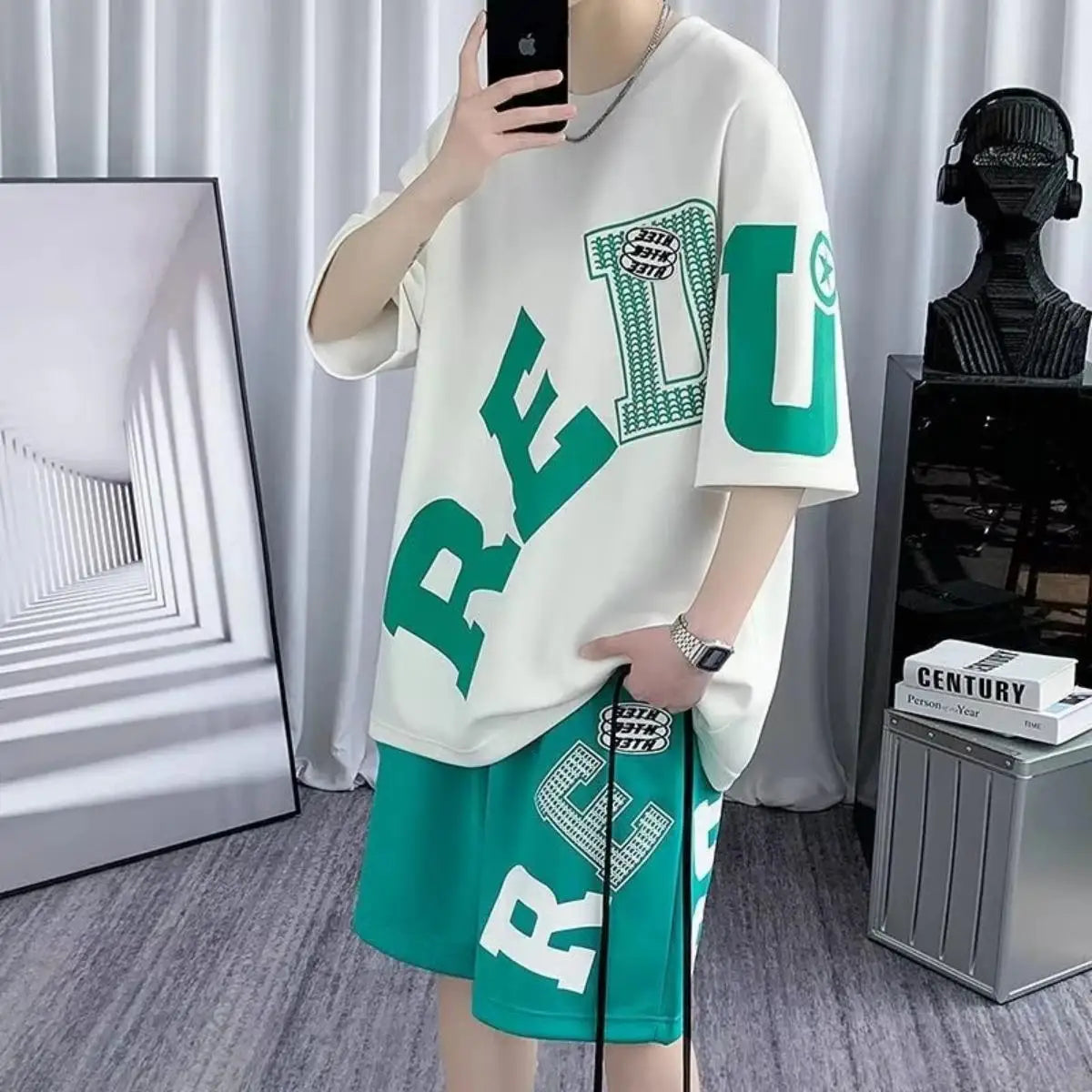 Letter Print T-Shirt & Shorts Set
