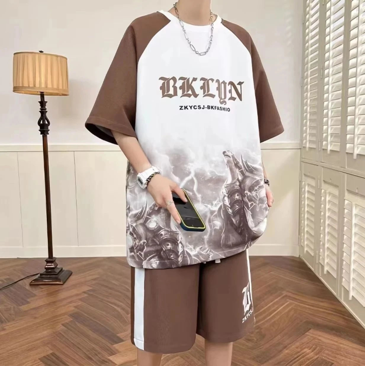 Letter Print T-Shirt & Shorts Set