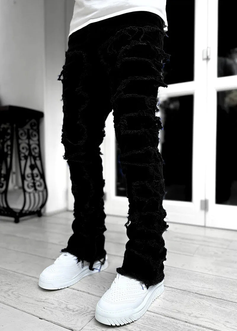 Ripped Stacked Streetwear Jeans