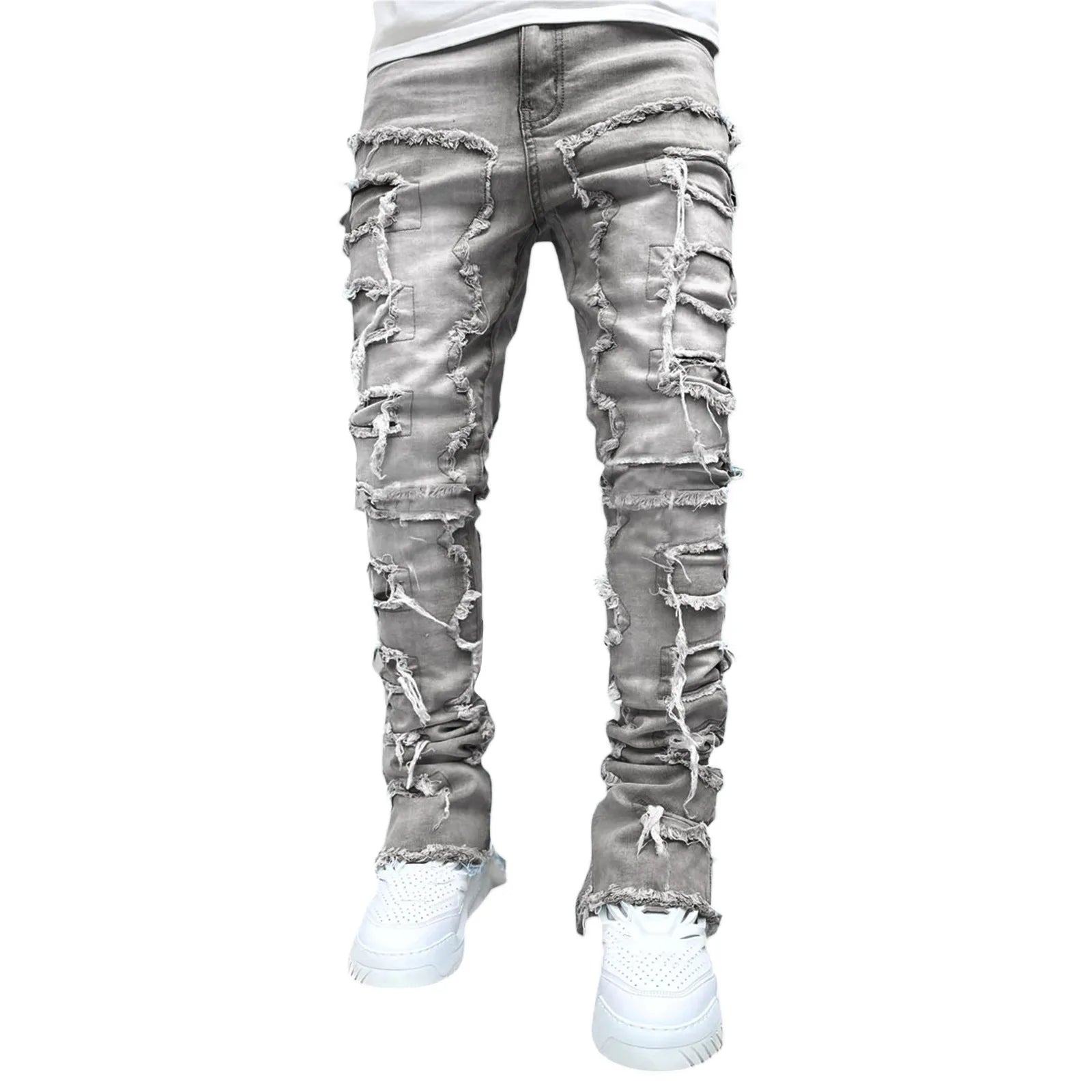 Ripped Stacked Streetwear Jeans