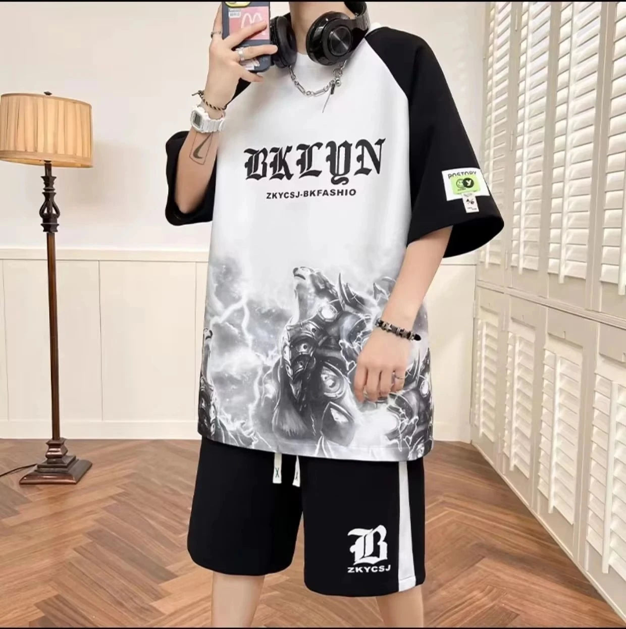 Letter Print T-Shirt & Shorts Set
