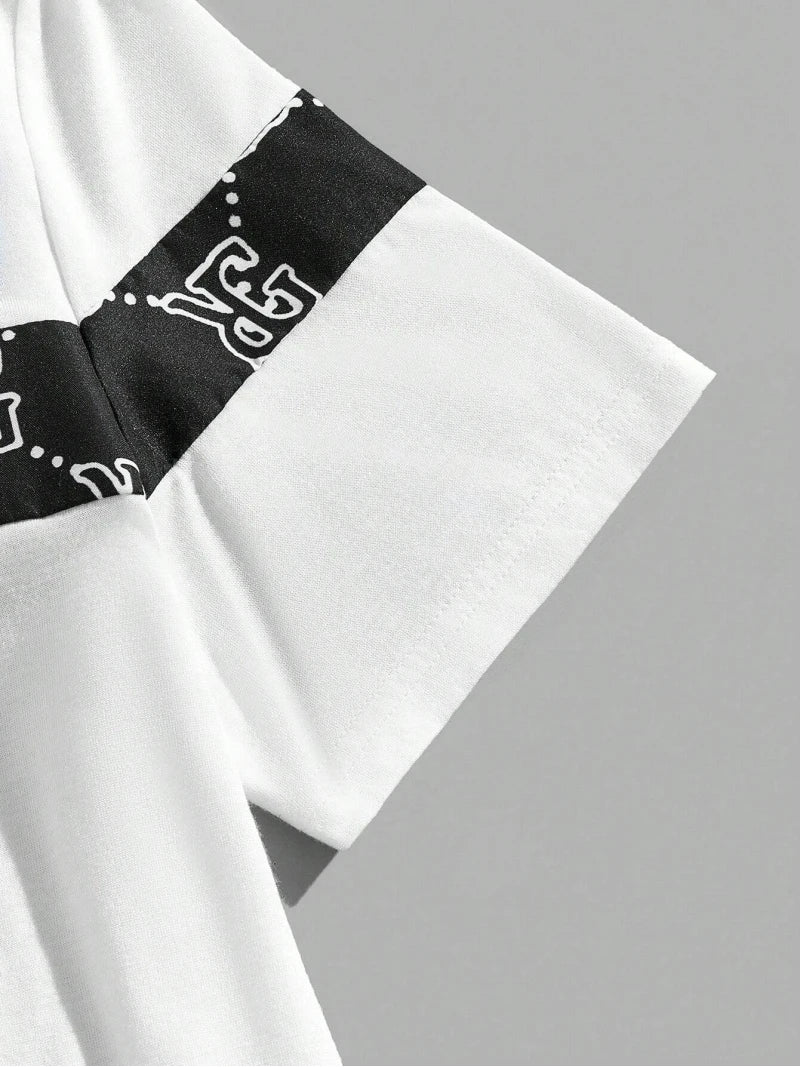 Retro Print Short Sleeve Suit