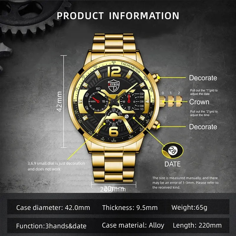 Men's Watch & Jewelry Set