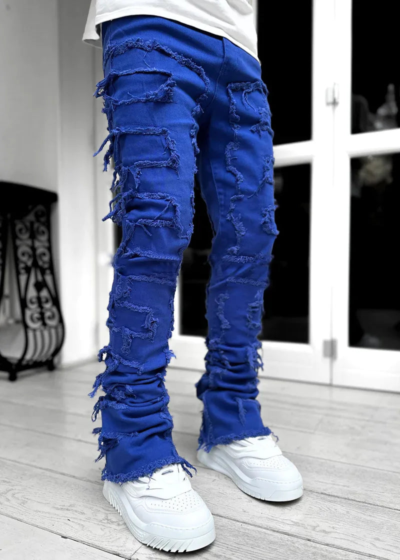 Ripped Stacked Streetwear Jeans