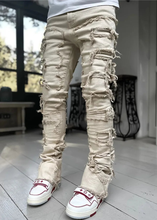 Ripped Stacked Streetwear Jeans