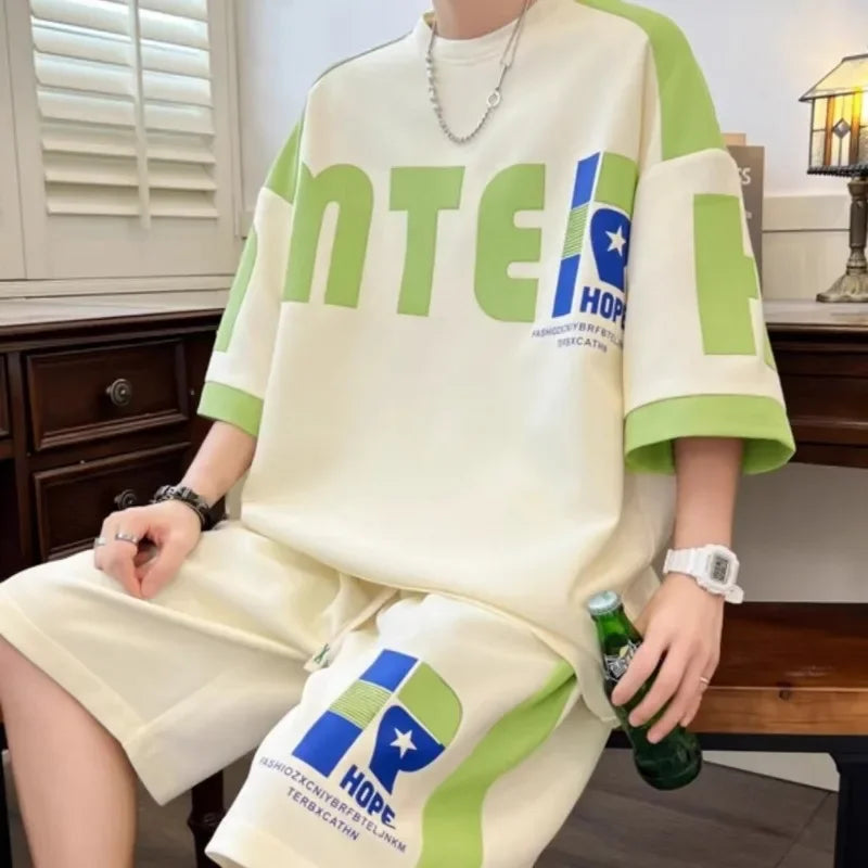 Korean Streetwear T-Shirt & Shorts Set